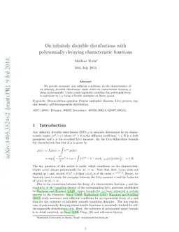 On infinitely divisible distributions with polynomially decaying
  characteristic functions