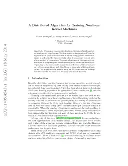 A Distributed Algorithm for Training Nonlinear Kernel Machines