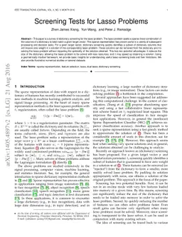 Screening Tests for Lasso Problems