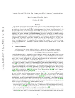 Methods and Models for Interpretable Linear Classification