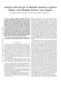 Analysis and Design of Multiple-Antenna Cognitive Radios with Multiple
  Primary User Signals