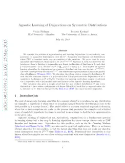 Agnostic Learning of Disjunctions on Symmetric Distributions
