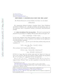 Discussion: "A significance test for the lasso"