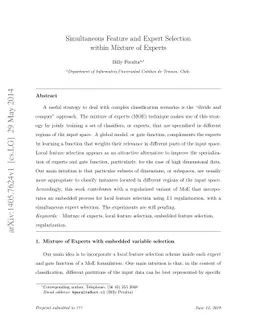 Simultaneous Feature and Expert Selection within Mixture of Experts