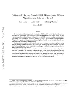 Differentially Private Empirical Risk Minimization: Efficient Algorithms
  and Tight Error Bounds