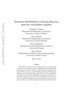 Parameter identifiability of discrete Bayesian networks with hidden
  variables