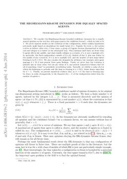 The Hegselmann-Krause dynamics for equally spaced agents