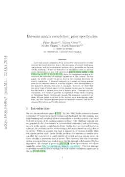Bayesian matrix completion: prior specification