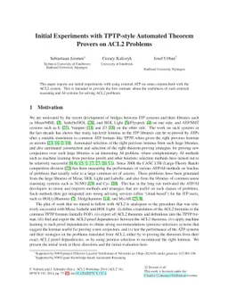 Initial Experiments with TPTP-style Automated Theorem Provers on ACL2
  Problems