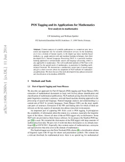 POS Tagging and its Applications for Mathematics