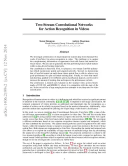 Two-Stream Convolutional Networks for Action Recognition in Videos