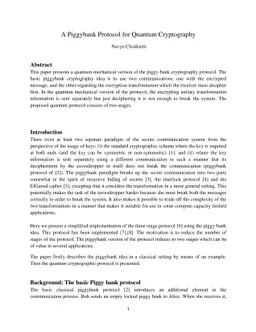 A Piggybank Protocol for Quantum Cryptography