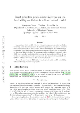 Exact prior-free probabilistic inference on the heritability coefficient
  in a linear mixed model
