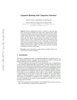 Argument Ranking with Categoriser Function