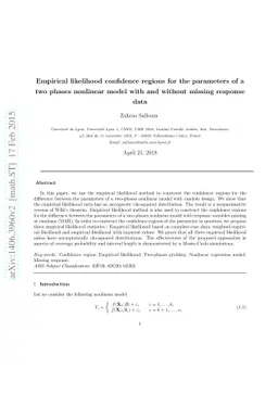 Empirical likelihood confidence regions for the parameters of a two
  phases nonlinear model with and without missing response data