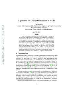 Algorithms for CVaR Optimization in MDPs