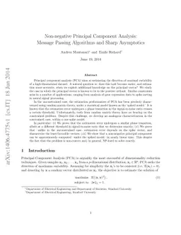 Non-negative Principal Component Analysis: Message Passing Algorithms
  and Sharp Asymptotics