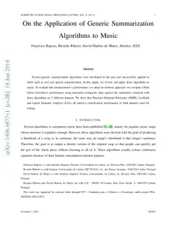 On the Application of Generic Summarization Algorithms to Music