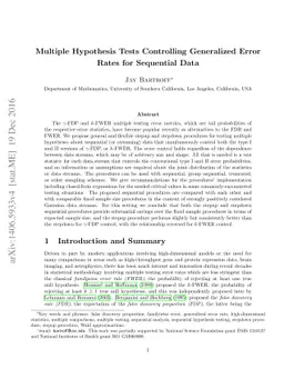 Multiple Hypothesis Tests Controlling Generalized Error Rates for
  Sequential Data