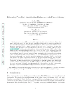 Enhancing Pure-Pixel Identification Performance via Preconditioning