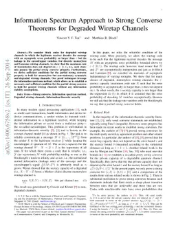 Information Spectrum Approach to Strong Converse Theorems for Degraded
  Wiretap Channels