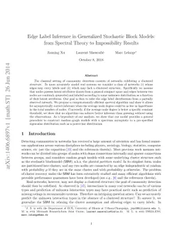 Edge Label Inference in Generalized Stochastic Block Models: from
  Spectral Theory to Impossibility Results