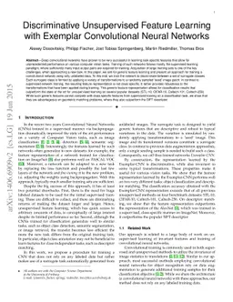 Discriminative Unsupervised Feature Learning with Exemplar Convolutional
  Neural Networks