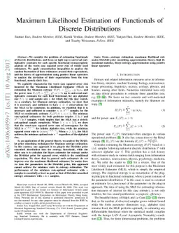 Maximum Likelihood Estimation of Functionals of Discrete Distributions