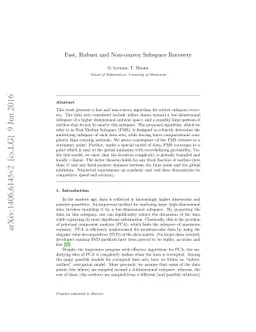 Fast, Robust and Non-convex Subspace Recovery