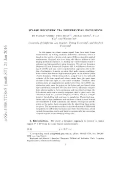 Sparse Recovery via Differential Inclusions