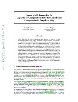 Exponentially Increasing the Capacity-to-Computation Ratio for
  Conditional Computation in Deep Learning