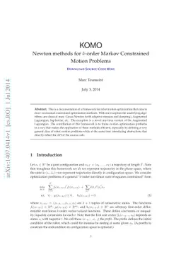 Newton methods for k-order Markov Constrained Motion Problems