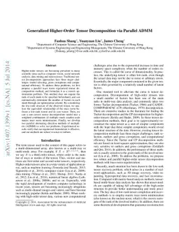 Generalized Higher-Order Tensor Decomposition via Parallel ADMM