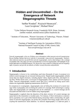 Hidden and Uncontrolled - On the Emergence of Network Steganographic
  Threats