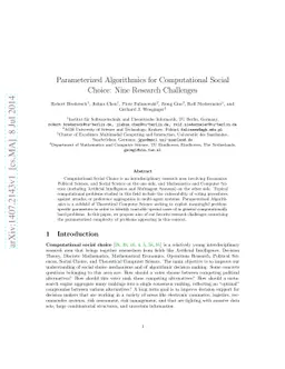Parameterized Algorithmics for Computational Social Choice: Nine
  Research Challenges