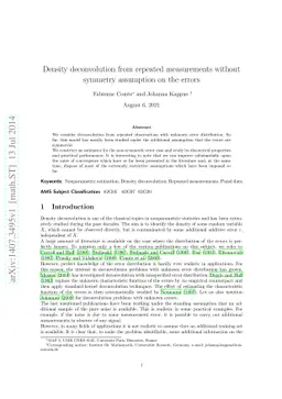 Density deconvolution from repeated measurements without symmetry
  assumption on the errors