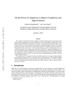 On the Power of Adaptivity in Matrix Completion and Approximation
