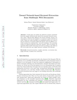 Toward Network-based Keyword Extraction from Multitopic Web Documents