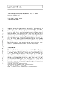The Logarithmic Super Divergence and its use in Statistical Inference