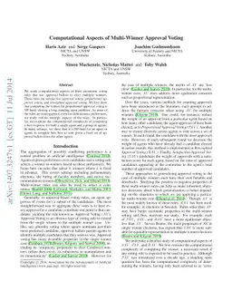 Computational Aspects of Multi-Winner Approval Voting