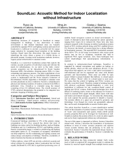 SoundLoc: Acoustic Method for Indoor Localization without Infrastructure