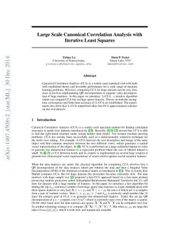 Large scale canonical correlation analysis with iterative least squares