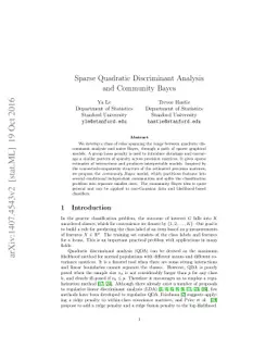 Sparse Quadratic Discriminant Analysis and Community Bayes