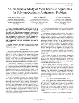 A Comparative Study of Meta-heuristic Algorithms for Solving Quadratic
  Assignment Problem
