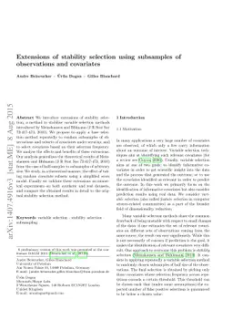 Extensions of stability selection using subsamples of observations and
  covariates
