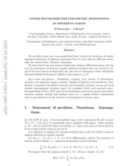 Lower boundaries for parametric estimations in different norms