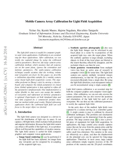 Mobile Camera Array Calibration for Light Field Acquisition