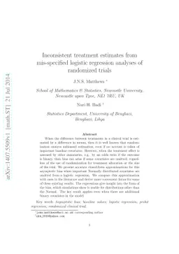 Inconsistent treatment estimates from mis-specified logistic regression
  analyses of randomized trials