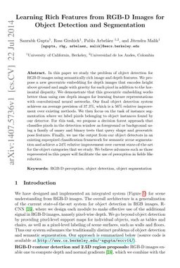 Learning Rich Features from RGB-D Images for Object Detection and
  Segmentation