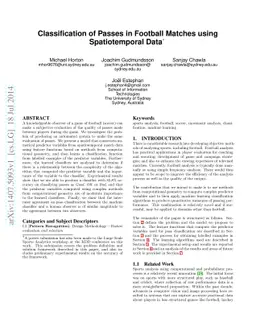 Classification of Passes in Football Matches using Spatiotemporal Data